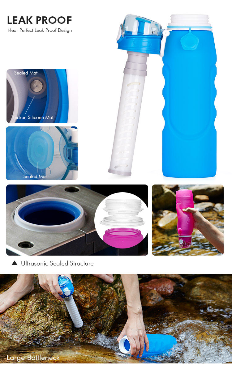 leak proof collapsible filtered water bottle