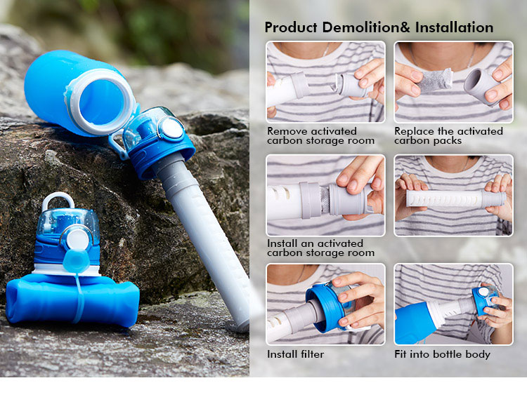 compact Collapsible filtered water bottle