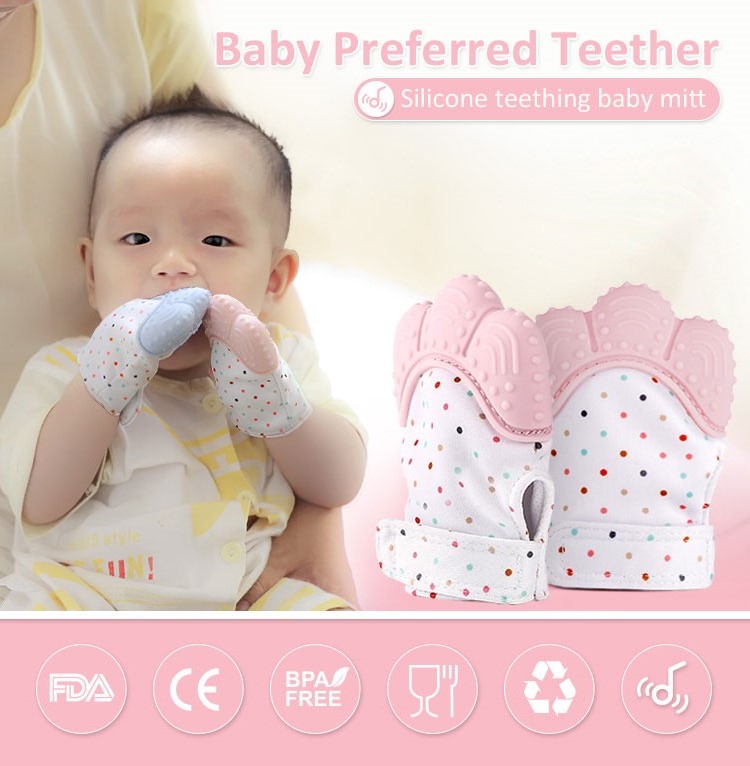 Baby teething mitten, waterproof teething glove for babies
