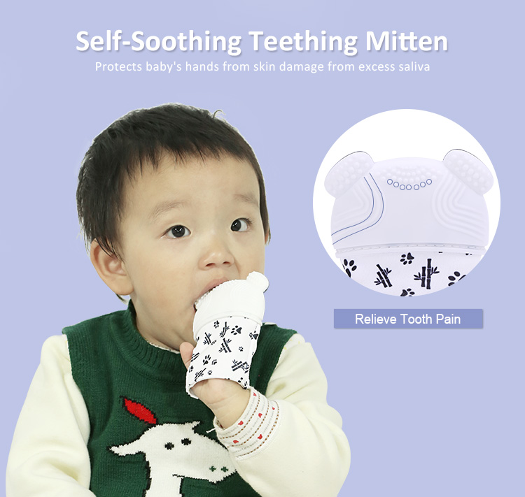 Soothing Baby Teething Mitten, Panda Silicone Teething Glove Wholesale