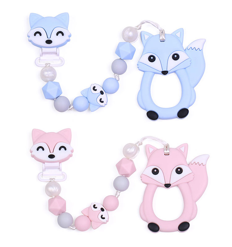 Soothie Pacifier Clip Fox, Silicone Teething Pacifier Clip For Baby