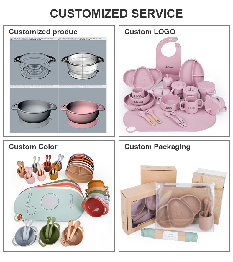 Custom Silicone Feeding Set Suction Bowl Plate Spoon And Cup