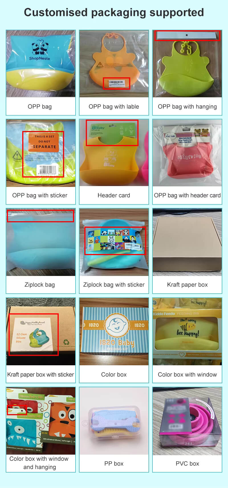 Custom baby feeding set packaging