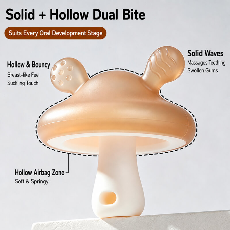 solid and hollow silicone teether design