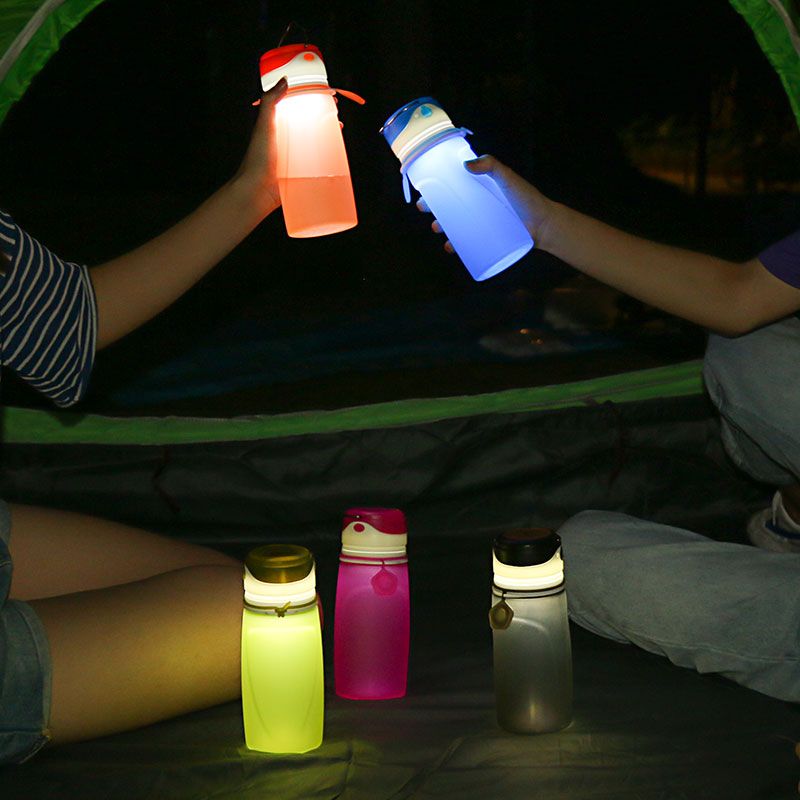 Led water bottle wholesale, collapsible bottles with lights in them