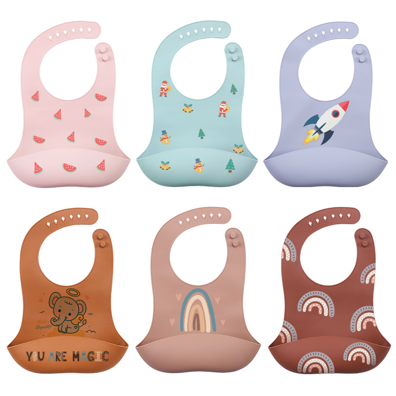 Custom Silicone Bib Mushie Adjustable Fit Baby Waterproof Bibs BPA Free ...