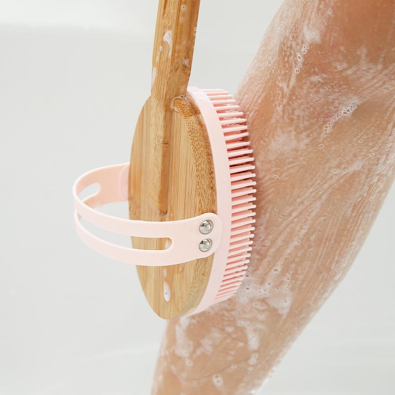 Bamboo Long Handle Silicone Bath Brush