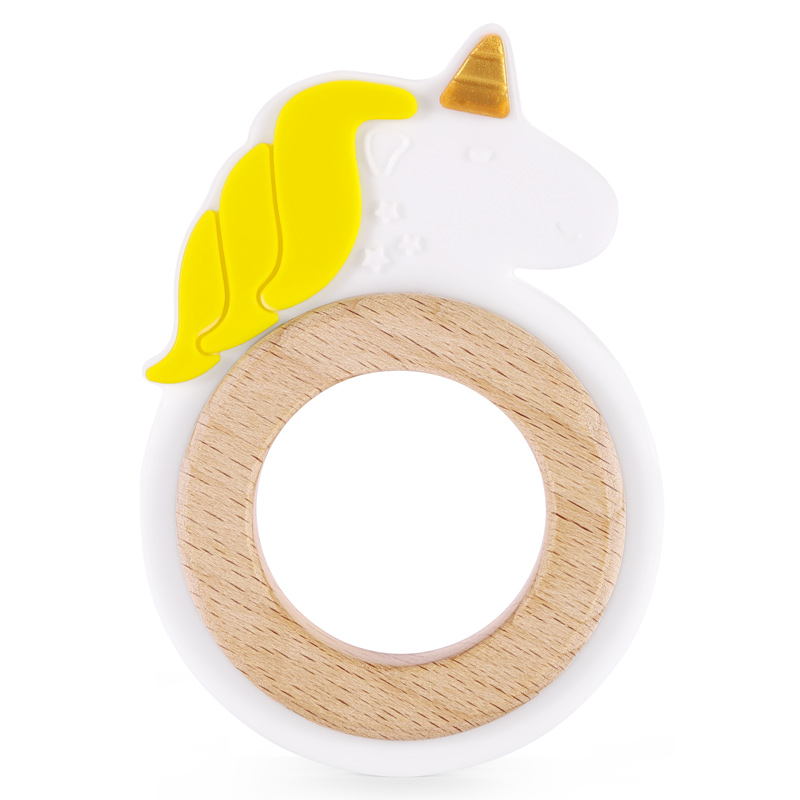 Silicone Wood Teether Unicorn