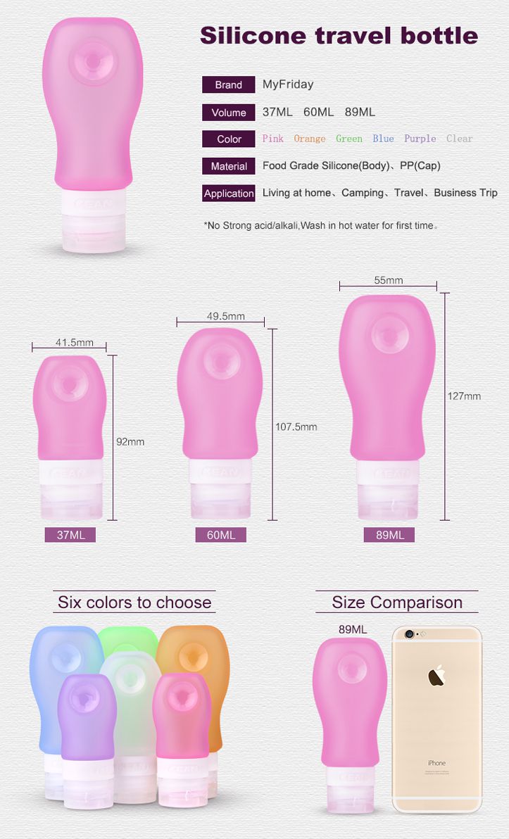 colorful leak proof travel bottles