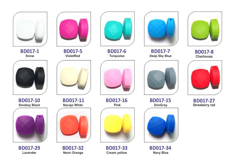 Silicone Chew beads for baby, Quadrate faceted chew beads