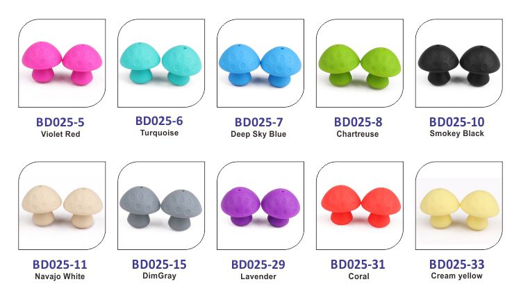 silicone chewbeads wholesale, mushroom silicone beads teething