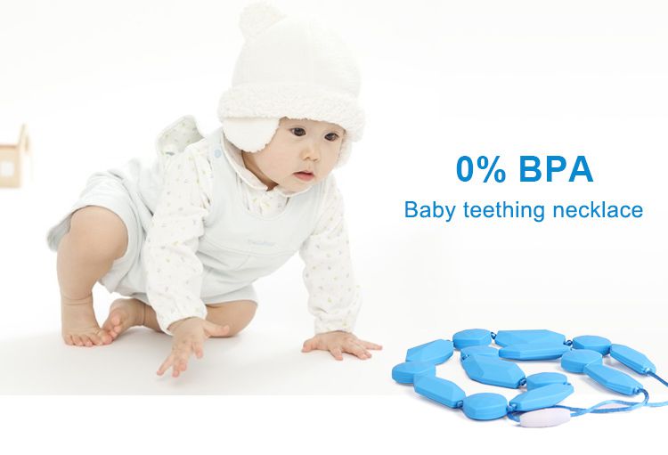 bpa free Silicone bead necklace for teething baby