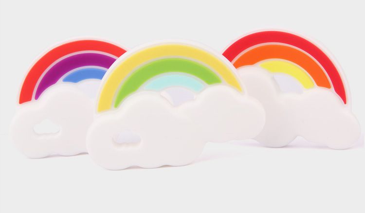 Rainbow silicone teething toys for baby