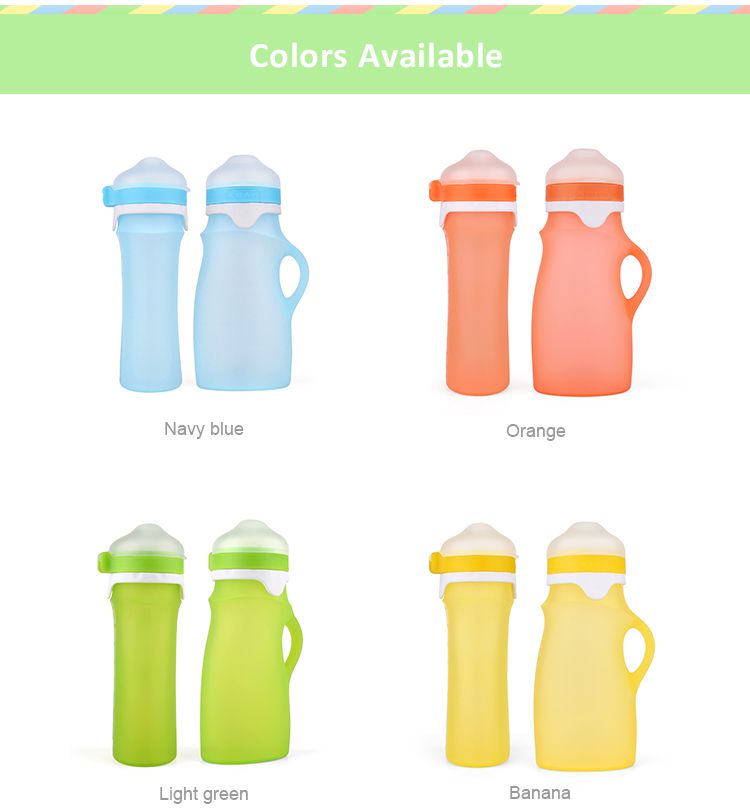 reusable baby food pouches, squeeze silicone food pouch wholesale, spill-proof silicone Squeeze food pouch are perfect for homemade baby food and smoothies.