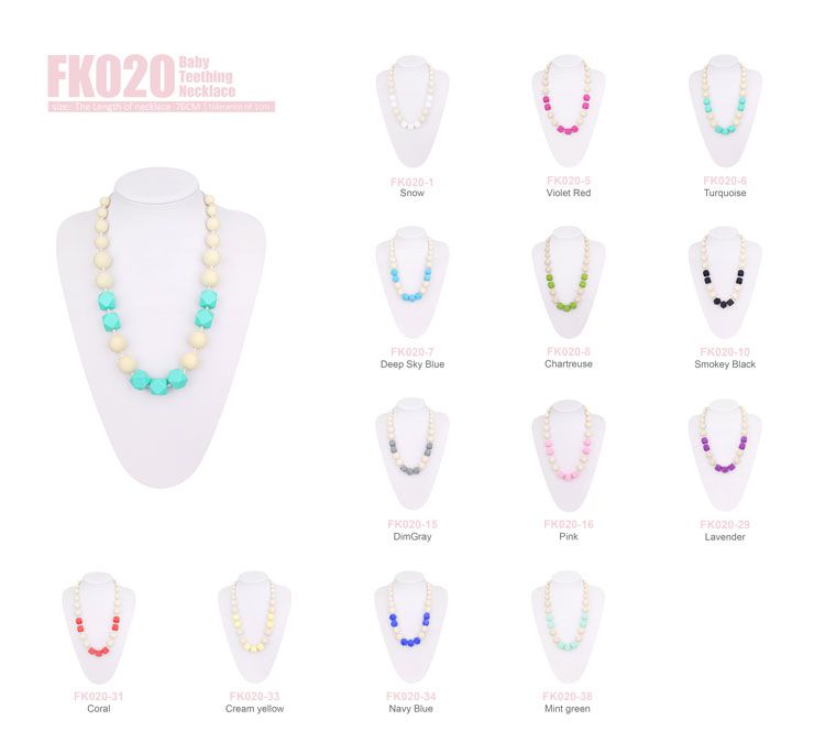 Silicone Teething Beads Necklace, DIY hexagon beads neckelace soothing crying babies made simple