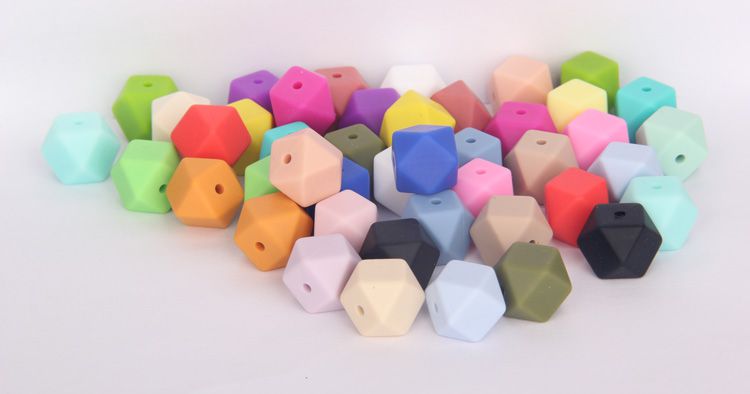 2017 new color silicone hexagon beads