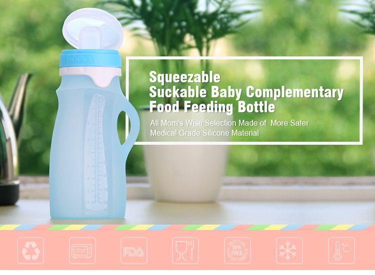 Silicone Baby Food Pouches, Fresh Reusable Squeeze Pouch