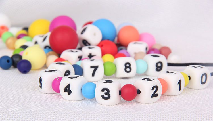 Non toxic silicone beads, silicone Arabic numerals beads, 1 to 9