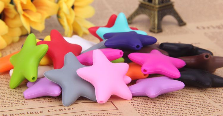 BPA free Silicone Star Beads for baby teething, silicone beads wholesale