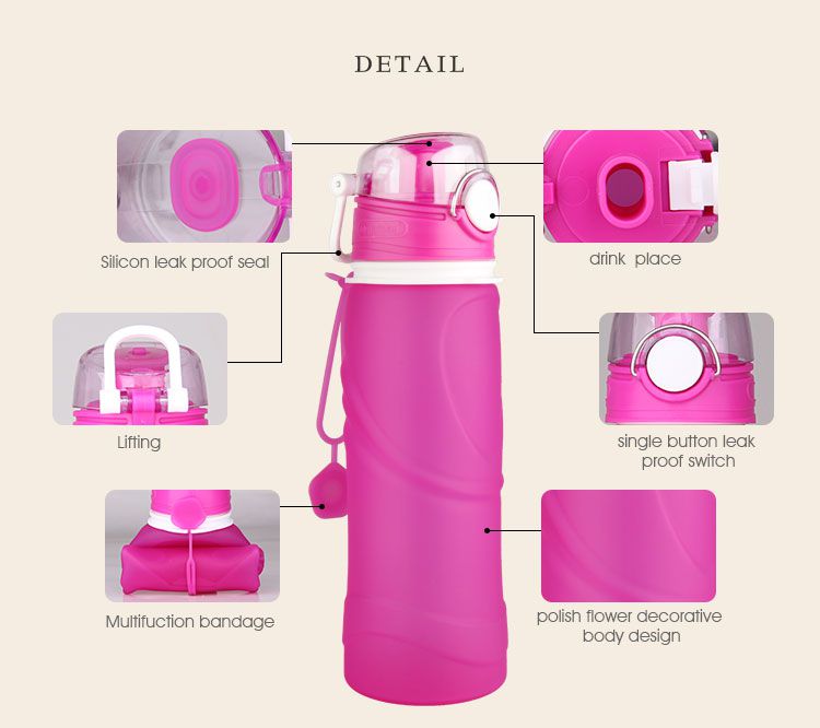 leak proof bpa free roll up silicone water bottle