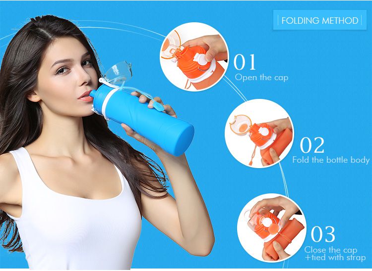 Collapsible water bottle, bpa free silicone water bottles