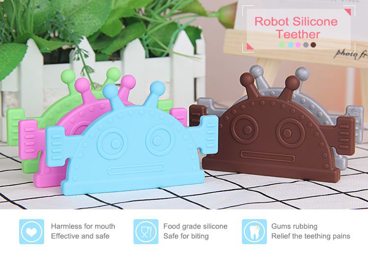 Teething Corners Robot, Silicone Sew-on Teething Corner DIY chew bibs