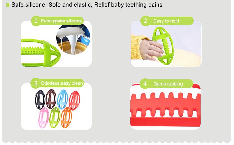 Silicone Teether Rugby can help keep babies attention leading to longer feeding times