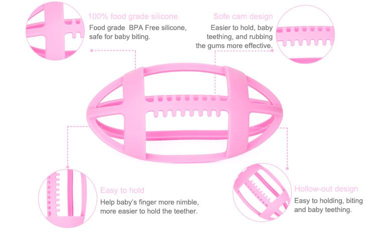 Silicone Teether Rugby are strong and super safe, 100% Safe. No lead, BPA, Latex, or Phthalates