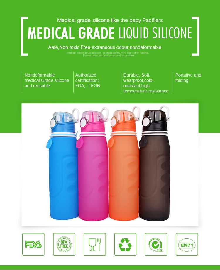 Collapsible Water Bottle Leakproof Valve BPA Free Silicone Foldable Water  Bottle