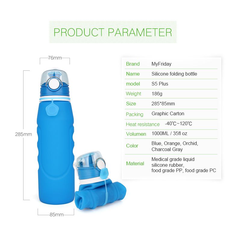 2017 new collapsible water bottle 1 litre