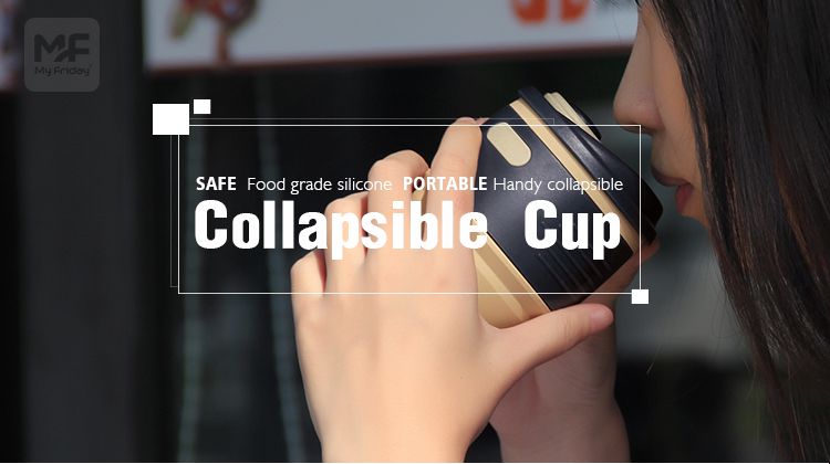 Silicone foldable cup, travel foldable mug with lid