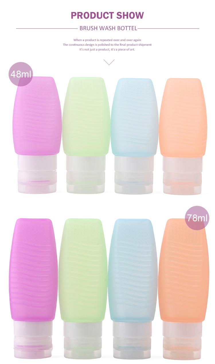 Travel toiletry bottles with brush