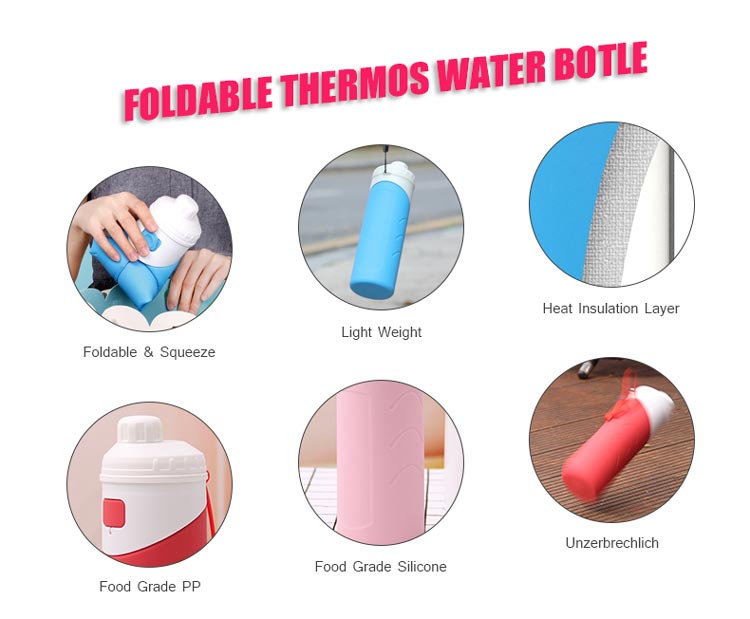 silicone kids thermos insulated water bottle