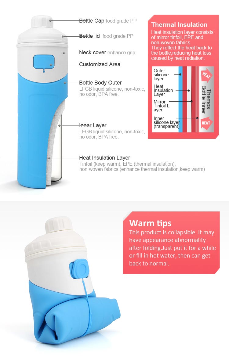 fold up lightweight insulated water bottle