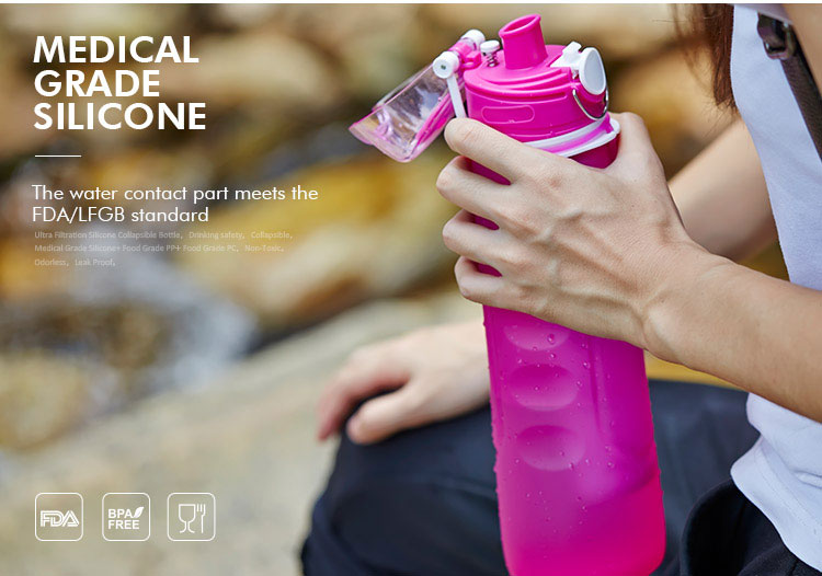 silicone water bottle with filter