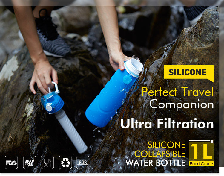 Water bottle with filter for travel