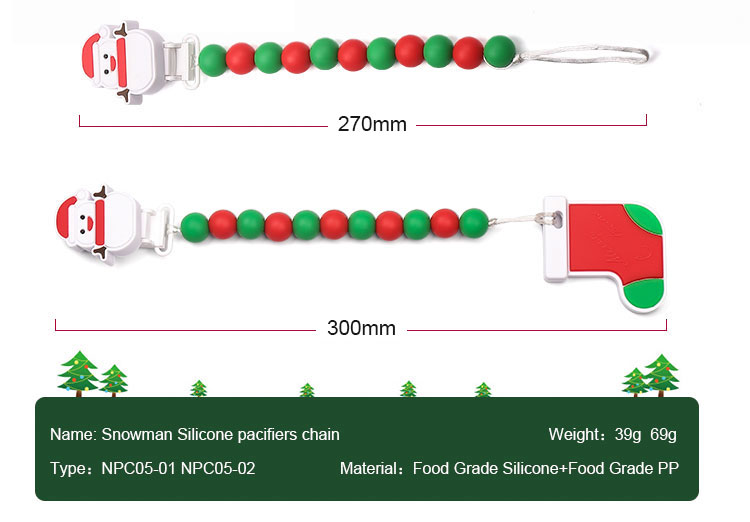 Christmas stocking pacifier clip