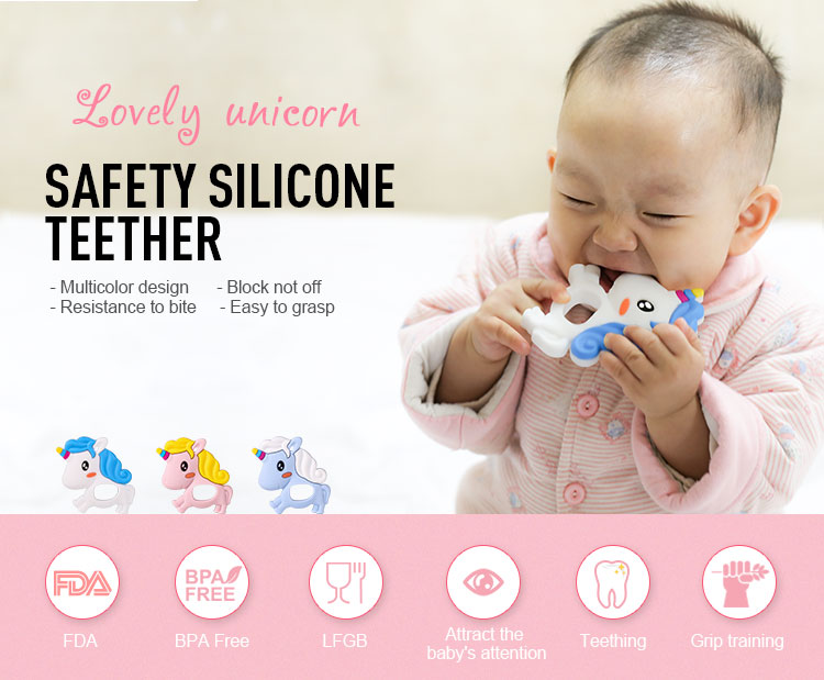 Unicorn baby toy - teething toys safety for 3 month old baby