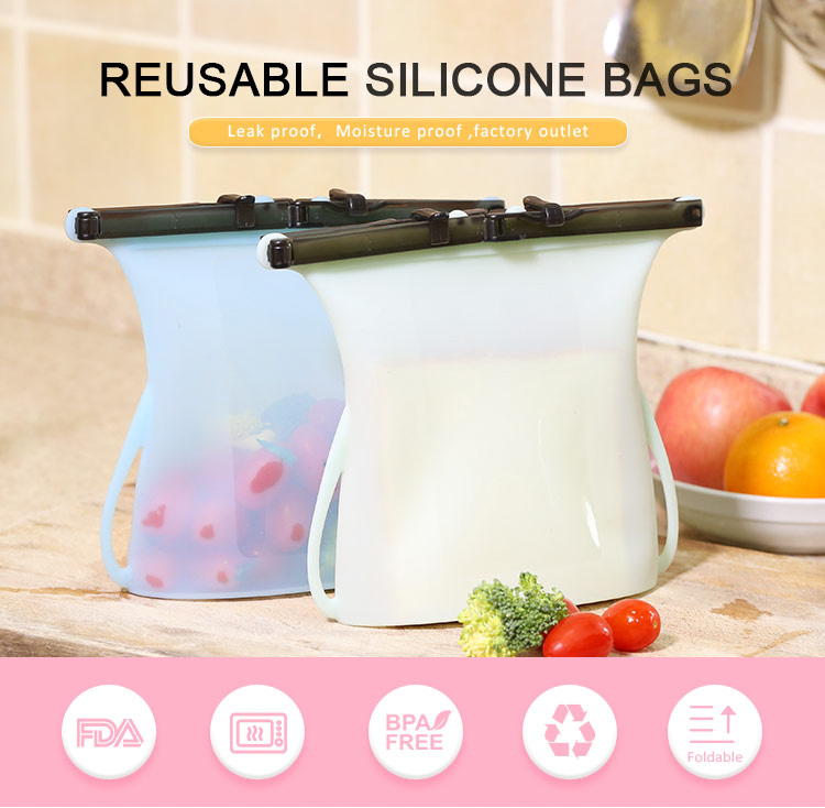 Reusable Silicone Food Bags, Ziplock Reusable Snack And Sandwich Storage Bags