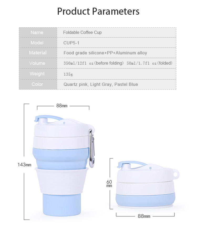 Leak-proof collapsible travel mug