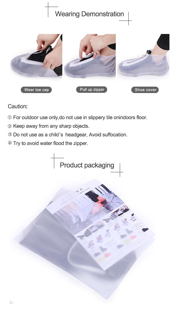 No-slip silicone rubber waterproof rain shoe covers