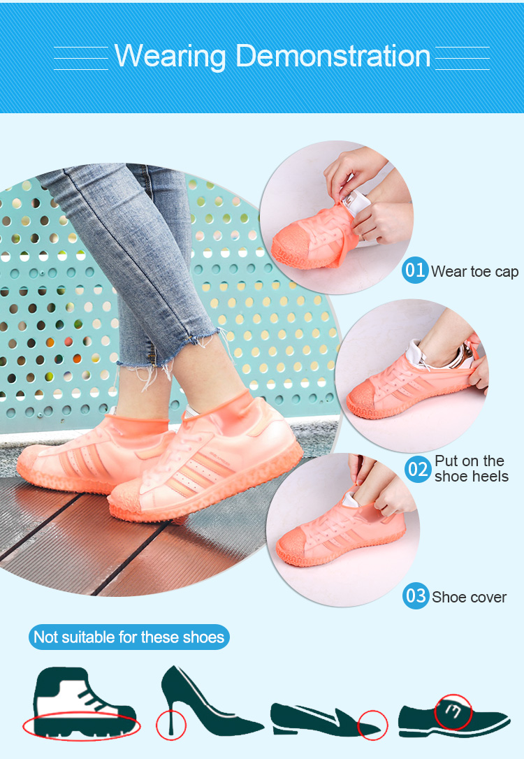 Silicone Waterproof Shoe Cover Outdoor Rainproof Hiking Skid Proof Shoe Covers