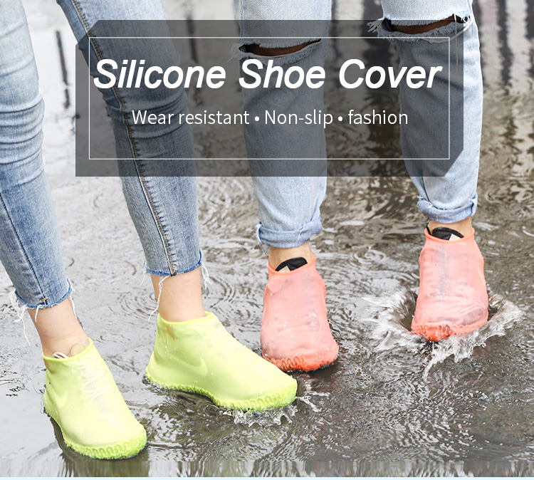 Anti-Slip Silicone Waterproof Shoe Covers Boots Sneaker Rain Protecting Black M