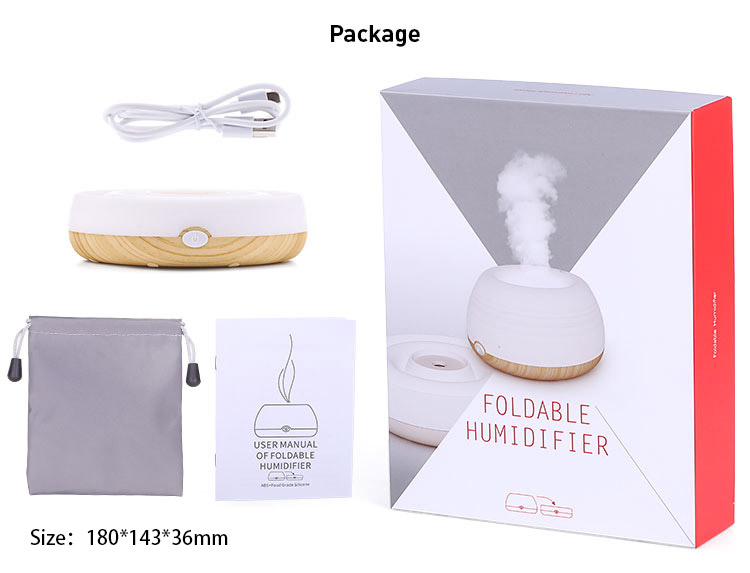 Silicone air humidifier for winter, portable humidifier with night light 200ml