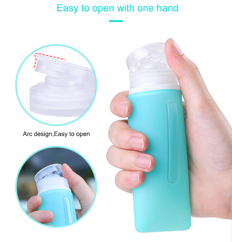 Flip silicone travel bottle