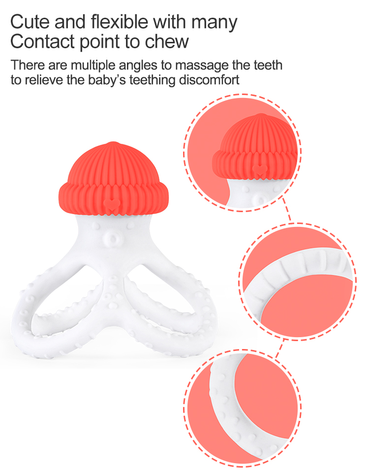 Bicolourable Silicone Teether Octopus for Breast Feeding Baby