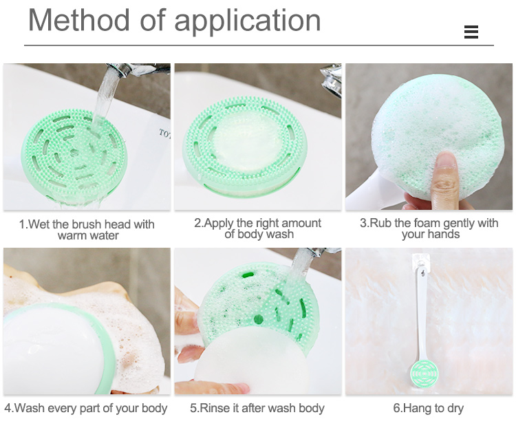 Silicone Back Scrubber Brush for Shower, Long Handle Body Brush